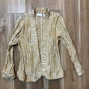 Chico's Crinkle No-wrinkle Jacket In A Soft Gold Color. Size 3